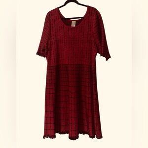 Taylor Red and Black Checkered Midi Dress Woman’s Size 3X